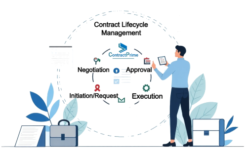 Contract lifecycle stages from creation to renewal