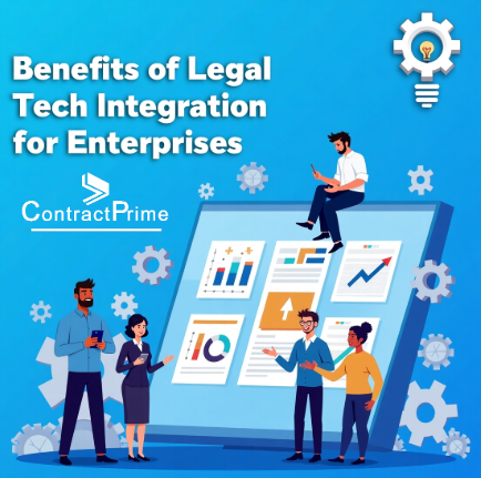 Infographic displaying benefits of integrated legal technology platforms for enterprises.